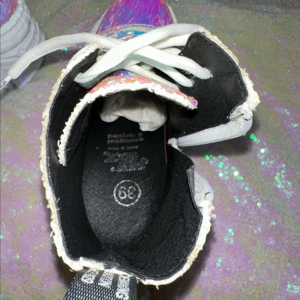 New Rock Dolls Kill Holographic M-WALL005-V44 Platform Boots Iridescent Festival - Picture 8 of 9